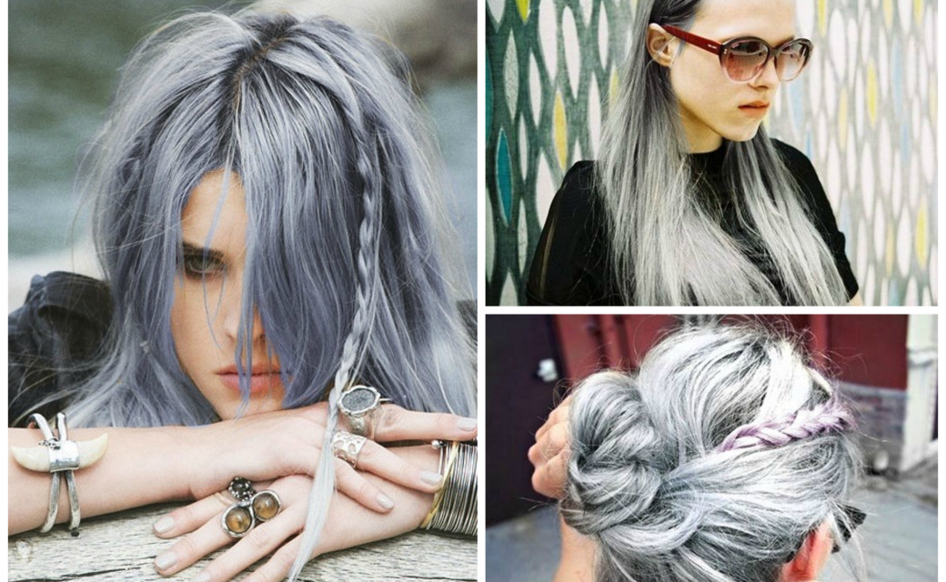 grey and pastel blue ombre hair