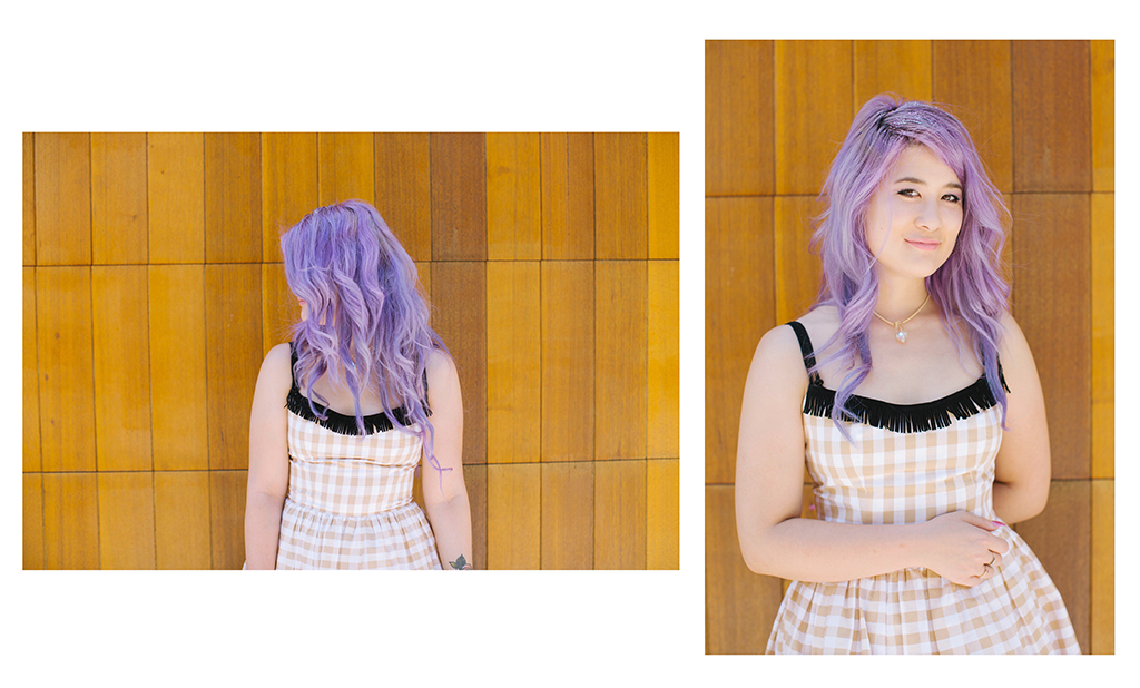 Gingham Emi Unicorn Purple pastel hair 1