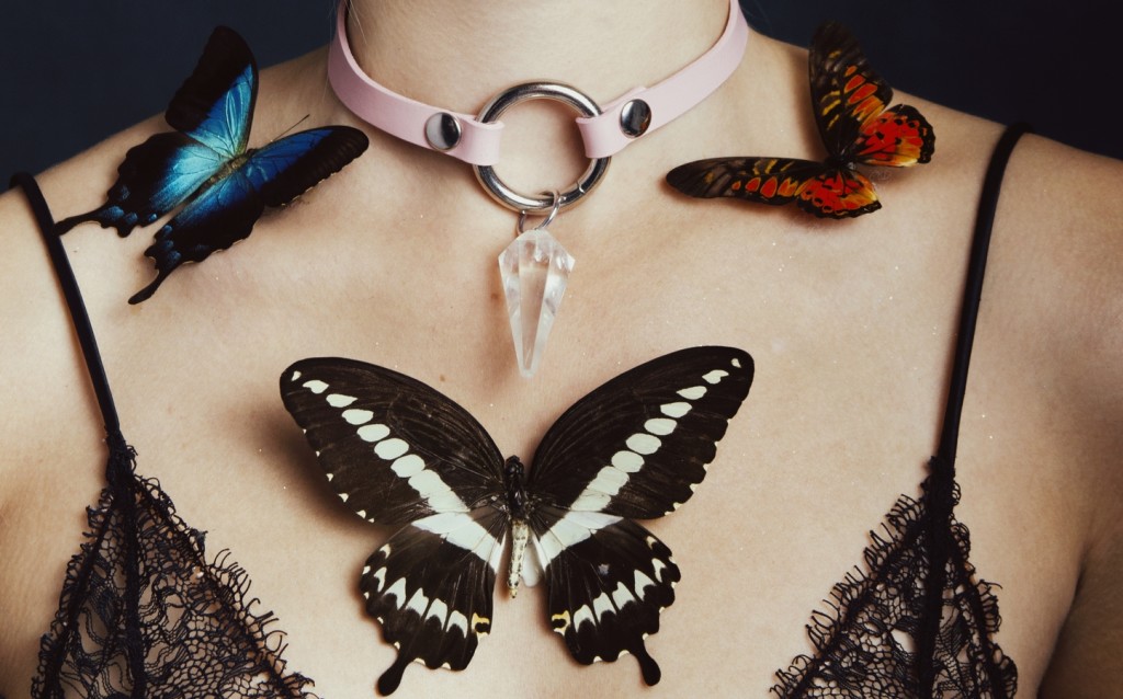 Crystal Cactus necklace butterfly